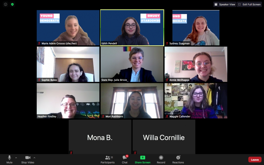 The Young Democrats Club holds a zoom meeting with State Representative Julie Brixie on Friday December 11. 
(Photo courtesy of Edith Pendell)