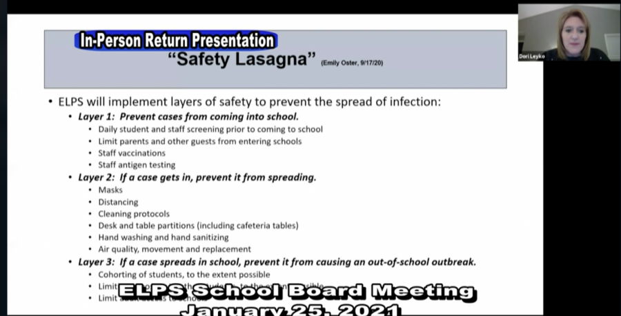 Dori+Leyko+sits+in+the+top+right+hand+corner+of+the+screen+and+the+body+of+the+screen+there+is+a+blue+and+white+slide+that+says+safety+Lasagna