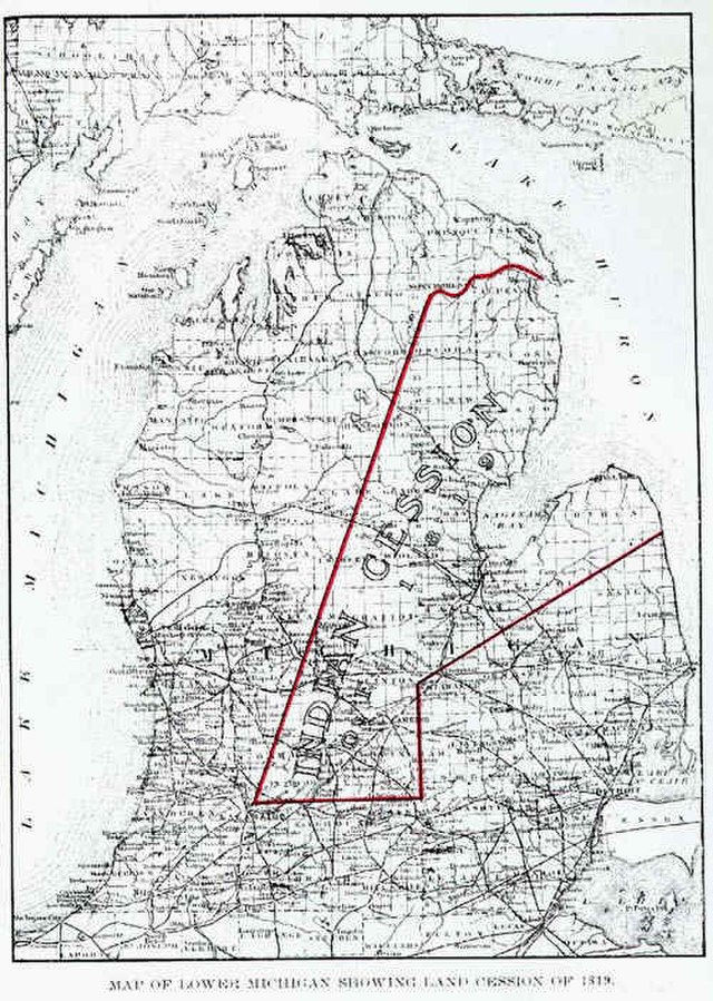 Map of the 1819 Treaty of Saginaw cession. We live on land traditionally owned by the Anishinabeg. 