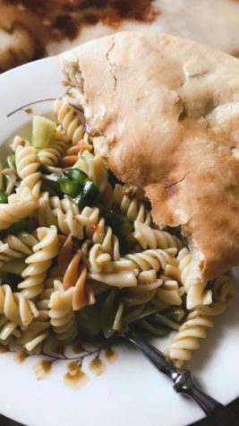 A pasta dish made by Ahmad, one of the many foods she has prepared for her family during Ramadan.