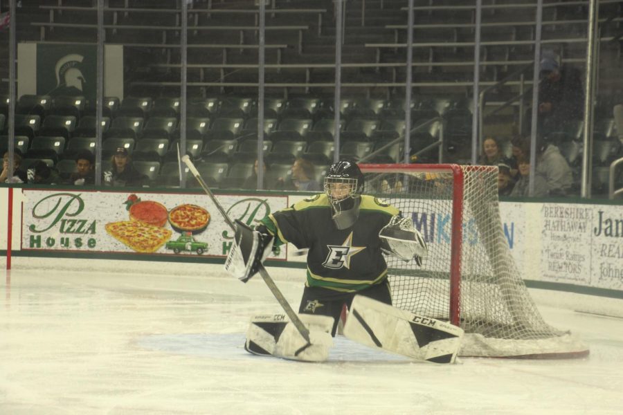 Goalie Reed Drouare (11) thinks the season went well for the team. He has played hockey since he was three years old and this was his first year playing for Eastside. 
“Ive had a lot of improvement,” Reed said. “It’s helped because Ive been playing with players of a higher level.”