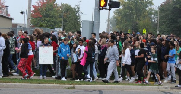 Students join parents in walkout demonstration at middle school