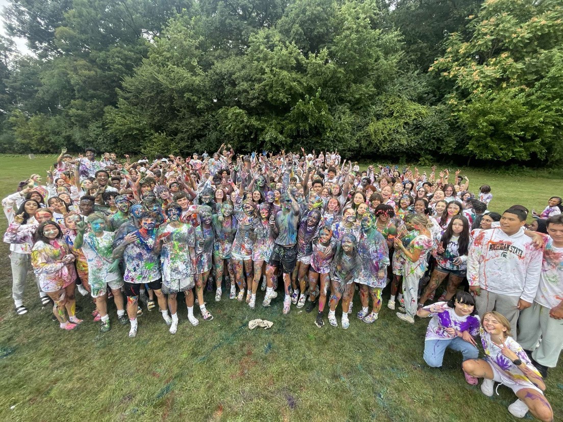 Students celebrate the end of the 2023 paint out event.