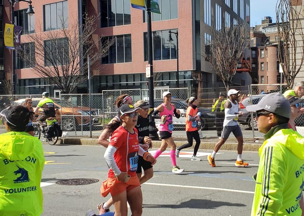 Brazee at mile 14 of the Boston marathon April 2022.