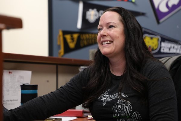 New district nurse Randi Trumble works in her office in the Student Services wing. Trumble splits her time between all 8 schools in the district. 