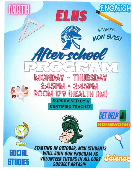 A poster advertising the after school program, which restarted in mid-September.