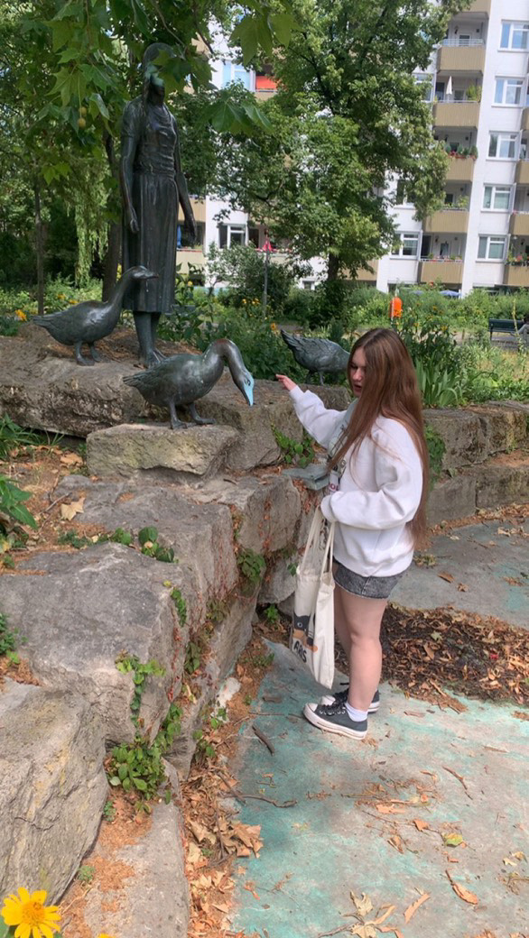 After her schoolday ended early in Berlin, Isla DeBarros (11) went to a nearby park with her new friends abroad. 