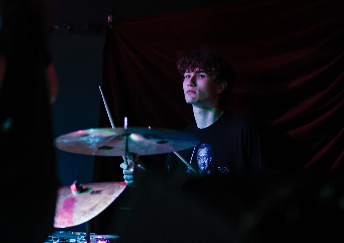 Drummer Casey Smith (12) sets the rhythm while playing at a gig with his band Livewire on Jan 25. Smith began his interest in drumming at 12 years old. 

Photo by Belle Potter